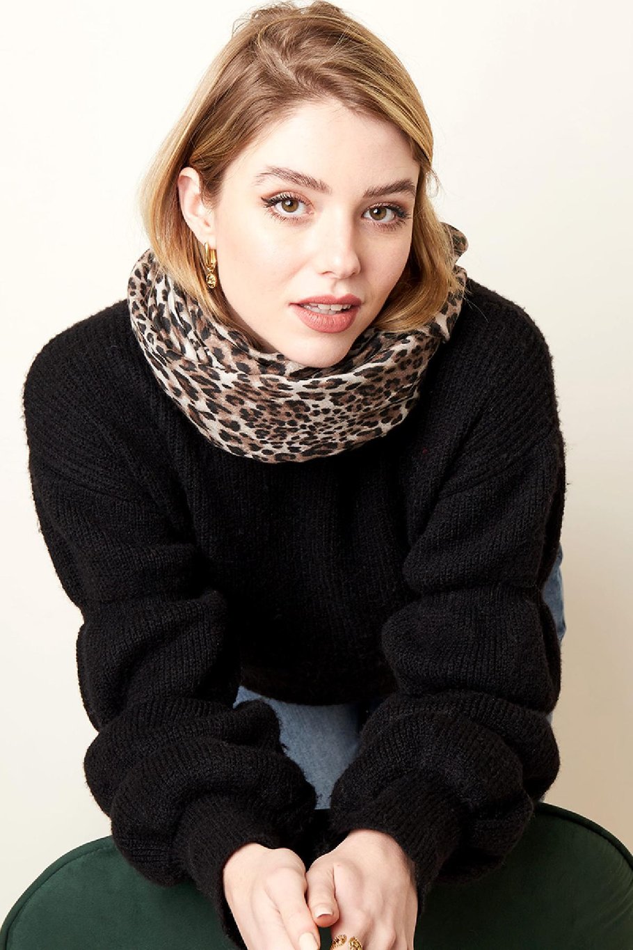 Bufanda fina leopardo Beige Poliéster Imagen4